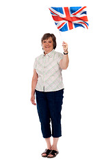 Image showing British fan waving her country flag