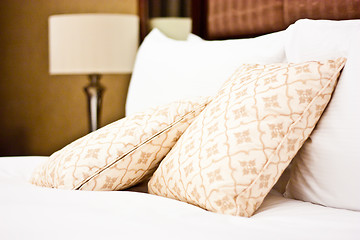 Image showing Pillows in Hotel bedroom