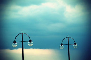 Image showing Two street lamps