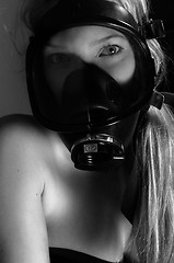 Image showing Young woman with a mask closeup