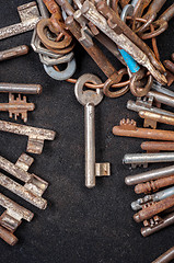 Image showing A large group of rusty keys