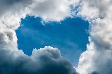 Image showing Beautiful cloudscape with fluffy clouds