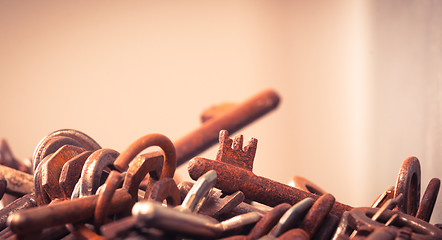 Image showing A large group of rusty keys