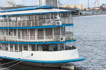 Image showing Big tourist boat at the bay