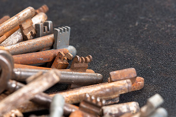 Image showing A large group of rusty keys