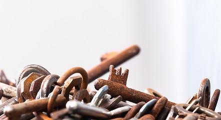 Image showing A large group of rusty keys