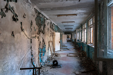 Image showing Abandoned corridor in pripyat school 2012