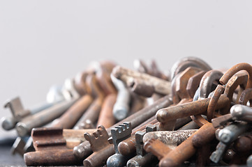 Image showing A large group of rusty keys