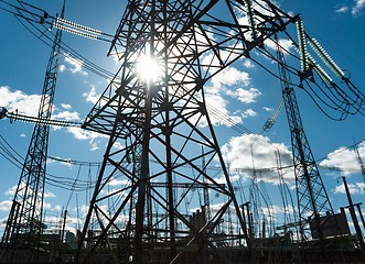 Image showing High voltage electrical  towers