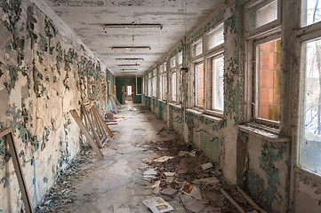 Image showing Abandoned corridor in pripyat school 2012