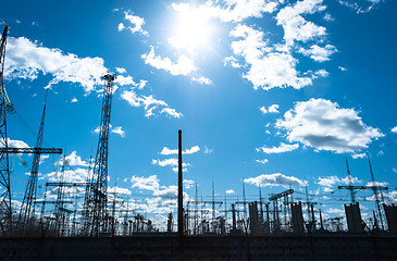 Image showing High voltage electrical  towers