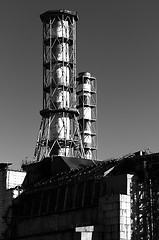 Image showing The Chernobyl Nuclear Power plant, 2012 March in black and white
