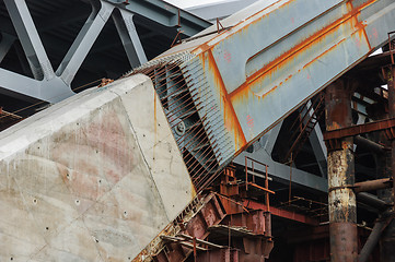 Image showing Old bridge with unfinished pillars