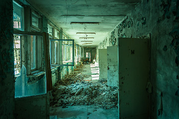 Image showing Abandoned corridor in pripyat school 2012