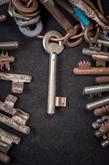 Image showing A large group of rusty keys