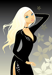 Image showing Blonde in black dress