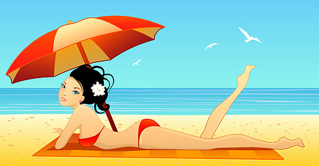 Image showing Girl on a beach