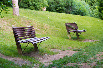 Image showing Benches in the park