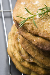 Image showing Homemade rustical crackers with rosemary