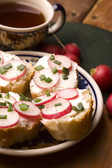 Image showing Sandwich with cheese, radish and chive - Healthy Eating 