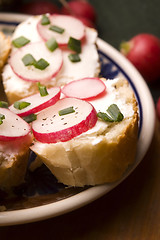 Image showing Sandwich with cheese, radish and chive - Healthy Eating 