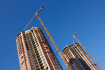 Image showing Construction of two parallel skyscrapers