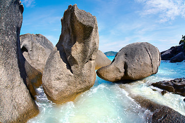 Image showing Boulders and ocean