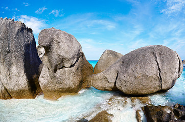 Image showing Boulders and ocean