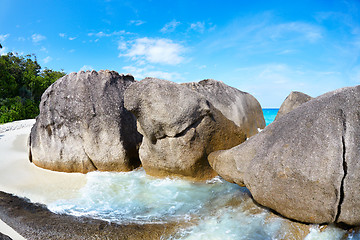 Image showing Boulders and ocean