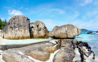 Image showing Boulders and ocean