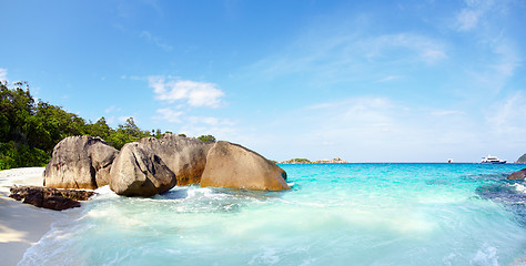 Image showing Boulders and ocean