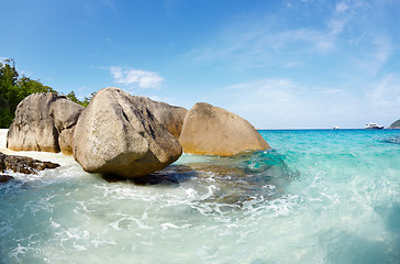 Image showing Boulders and ocean