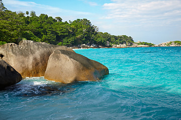 Image showing Boulders and ocean