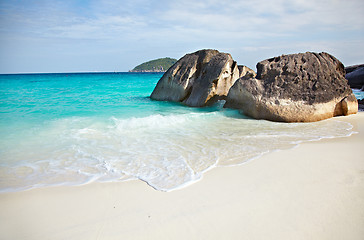 Image showing Boulders and ocean