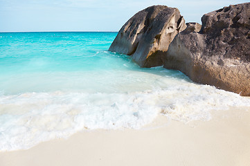 Image showing Boulders and ocean