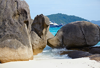 Image showing Boulders ship and ocean