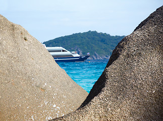 Image showing Boulders ship and ocean