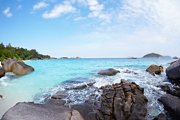 Image showing Boulders and ocean