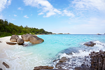 Image showing Boulders and ocean