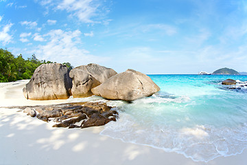 Image showing Boulders and ocean