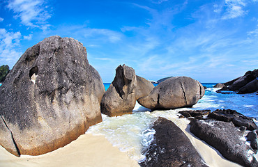 Image showing Boulders and ocean