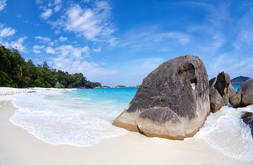 Image showing Boulders and ocean