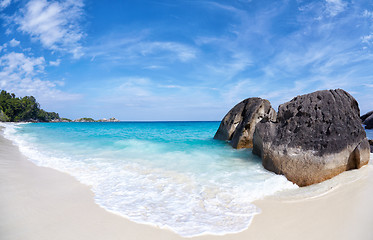 Image showing Boulders and ocean