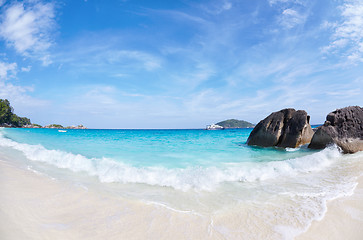 Image showing Boulders and ocean