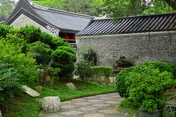 Image showing chinese building in green forest