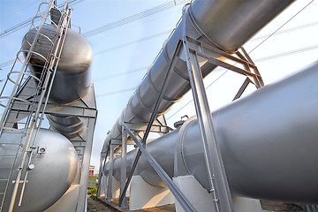 Image showing Big gas container against the blue sky 