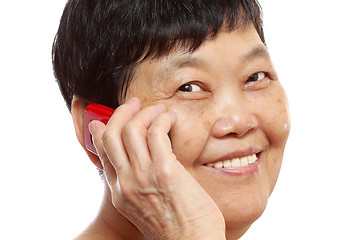 Image showing Senior Woman Talking On Mobile Phone