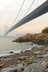 Image showing Tsing ma bridge sunset,Hongkong 