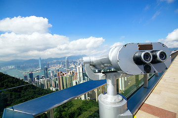 Image showing View point with telescope near hongkong,china 