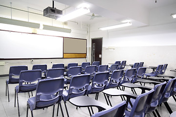 Image showing empty classroom with chair and board 